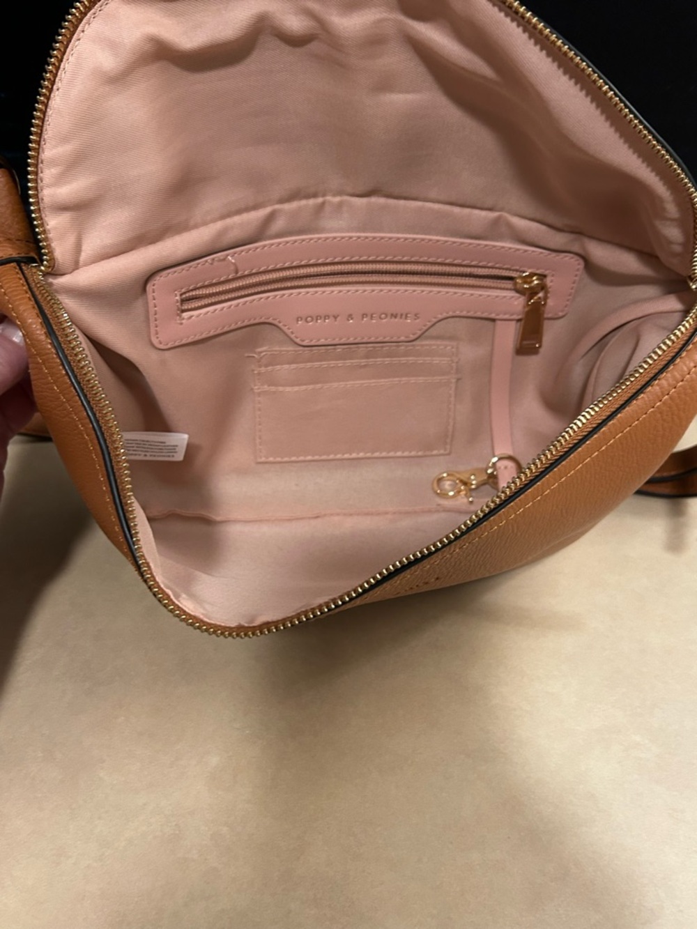 Poppy and Peonies Vegan Leather Crossbody Belt Bag - Picture 9 of 15